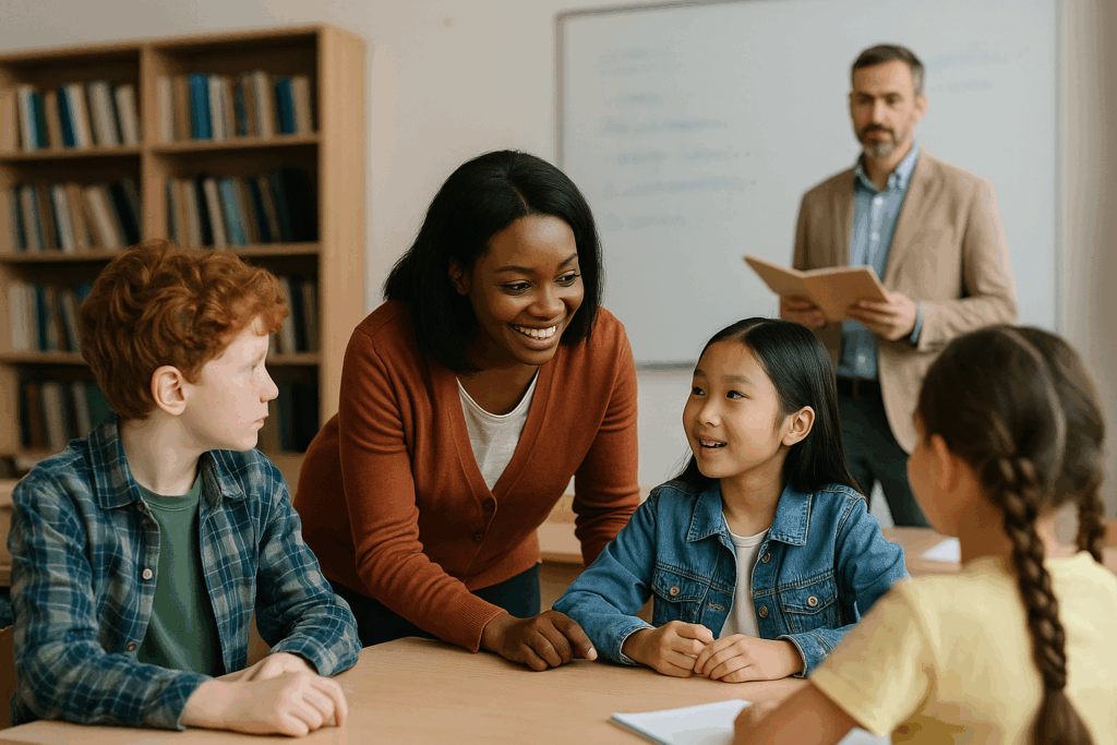 Teachers engaging diverse students in classroom discussion