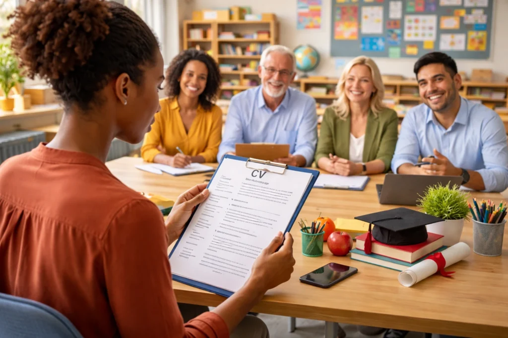 Teaching candidate facing a hiring panel